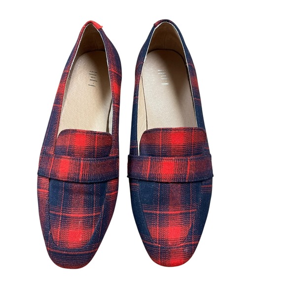 J JILL Red Black Tartan Plaid Loafers Flats Shoes Women's Sz 7.5‎ Preppy Holiday - Picture 5 of 11